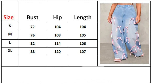 High Rise Ribbon Denim Jeans